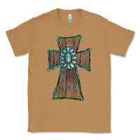 Toasted Coconut Wood Turquoise Gemstone Cross Classic Tee - RanaPortraitStore