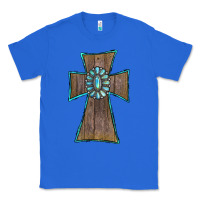 True Royal Wood Turquoise Gemstone Cross Classic Tee - RanaPortraitStore