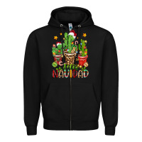 Black christmas cactus feliz navidad Zipper Hoodie - Zillion Design Studio