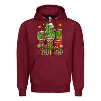 Burgundy christmas cactus feliz navidad Zipper Hoodie - Zillion Design Studio