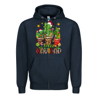 Navy christmas cactus feliz navidad Zipper Hoodie - Zillion Design Studio