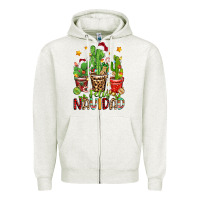 Oatmeal Heather christmas cactus feliz navidad Zipper Hoodie - Zillion Design Studio