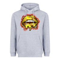 Heather Grey softball lips Heavyweight Hoodie - Zillion Design Studio
