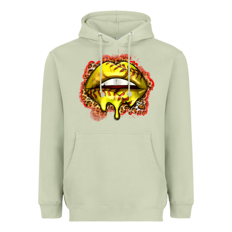 Softball Lips Heavyweight Hoodie by Zillion Design Studio | Teevron