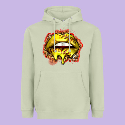 Softball Lips Heavyweight Hoodie Designed By Zillion Design Studio