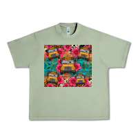 Oil Green school bus leopard cowhide Urban Heavy Tee - Artiststas