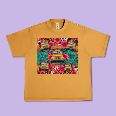 School Bus Leopard Cowhide Urban Heavy Tee Designed By Artiststas