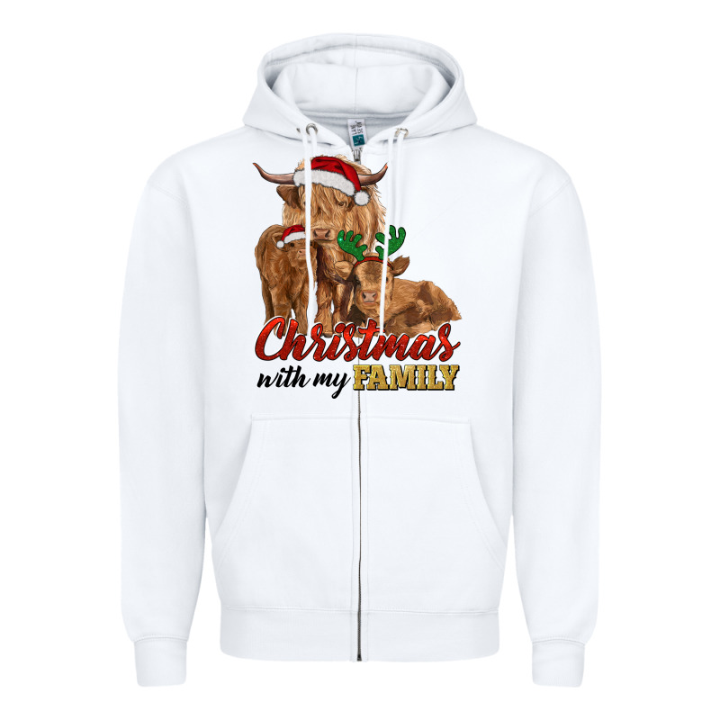 Cow And Calves Christmas With My Family Zipper Hoodie by RanaPortraitStore | Teevron