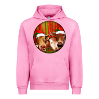 Fuchsia Pink Christmas Cow, Urban Hoodie - Jasminsmagicworld
