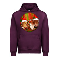Mauve Wine Christmas Cow, Urban Hoodie - Jasminsmagicworld