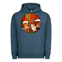 Pigment Midnight Navy Christmas Cow, Urban Hoodie - Jasminsmagicworld