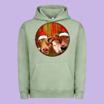 Christmas Cow, Urban Hoodie Designed By Jasminsmagicworld
