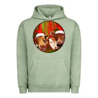 Pigment Oil Green Christmas Cow, Urban Hoodie - Jasminsmagicworld