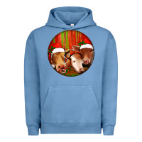 Pigment Pebble Blue Christmas Cow, Urban Hoodie - Jasminsmagicworld