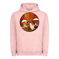 Pigment Salmon Christmas Cow, Urban Hoodie - Jasminsmagicworld