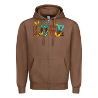 Chestnut love with cross Zipper Hoodie - texasbilliewilder