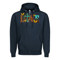 Navy love with cross Zipper Hoodie - texasbilliewilder