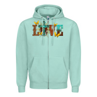Seafoam love with cross Zipper Hoodie - texasbilliewilder