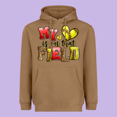 My Heart Is On That Field Softball Heavyweight Hoodie Designed By Zillion Design Studio