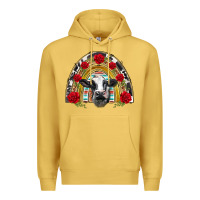 Antique Gold black and white baby cow floral rose rainbow Premium Hoodie - BarkalooDesign