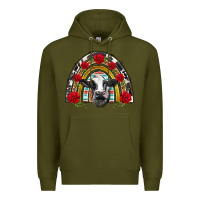 Army Green black and white baby cow floral rose rainbow Premium Hoodie - BarkalooDesign