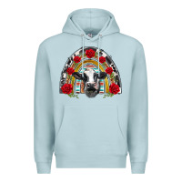 Blue Mist black and white baby cow floral rose rainbow Premium Hoodie - BarkalooDesign