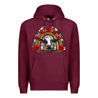 Burgundy black and white baby cow floral rose rainbow Premium Hoodie - BarkalooDesign