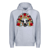 Heather Grey black and white baby cow floral rose rainbow Premium Hoodie - BarkalooDesign