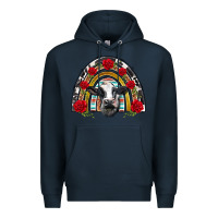 Navy black and white baby cow floral rose rainbow Premium Hoodie - BarkalooDesign