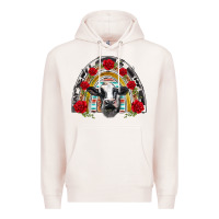 Pale Pink black and white baby cow floral rose rainbow Premium Hoodie - BarkalooDesign