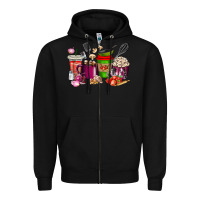 Black lunch lady coffee cups Zipper Hoodie - texasbilliewilder