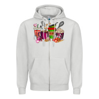 Dove Grey lunch lady coffee cups Zipper Hoodie - texasbilliewilder