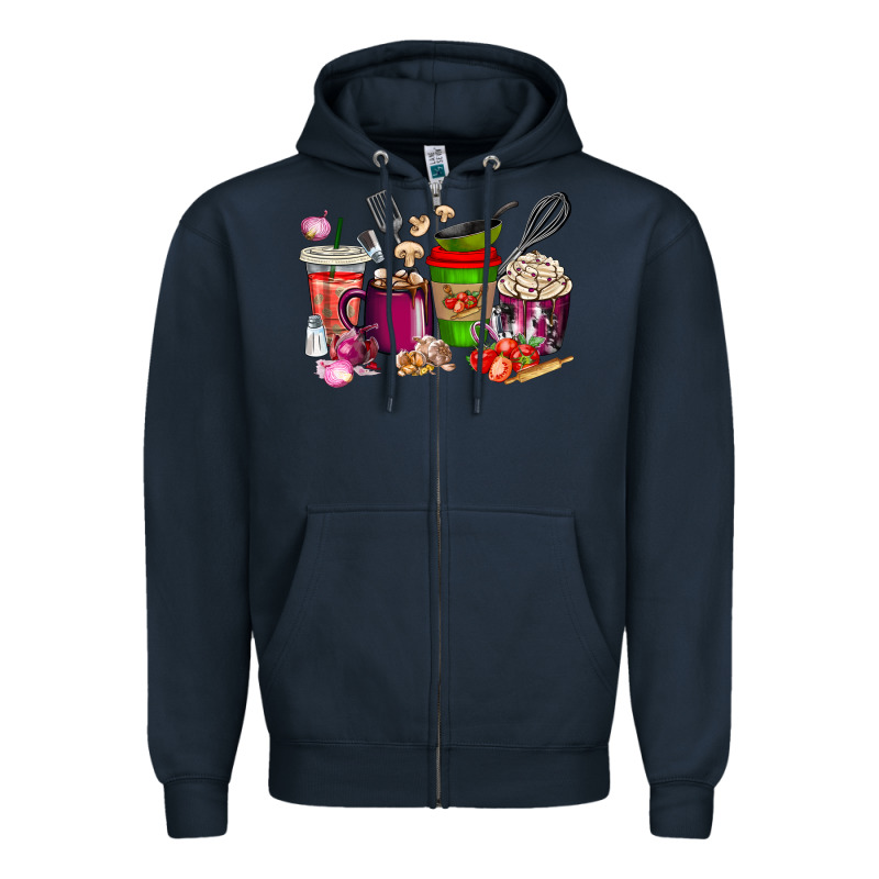 Lunch Lady Coffee Cups Zipper Hoodie by texasbilliewilder | Teevron