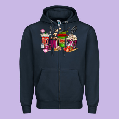 Zipper Hoodie lunch lady coffee cups