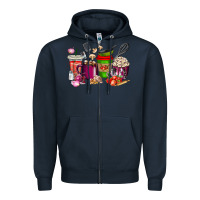 Navy lunch lady coffee cups Zipper Hoodie - texasbilliewilder