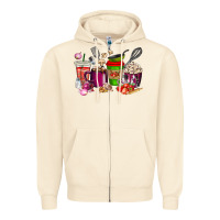 Sandshell lunch lady coffee cups Zipper Hoodie - texasbilliewilder