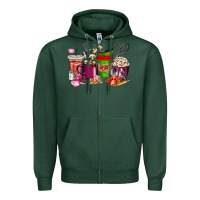 Sports Green lunch lady coffee cups Zipper Hoodie - texasbilliewilder