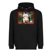Black christmas cow with background Heavyweight Hoodie - RanaPortraitStore
