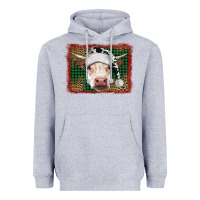 Heather Grey christmas cow with background Heavyweight Hoodie - RanaPortraitStore