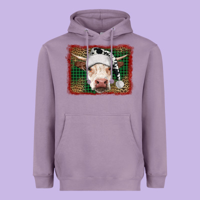 Christmas Cow With Background Heavyweight Hoodie Designed By Ranaportraitstore