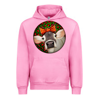 Fuchsia Pink Christmas Cow, Urban Hoodie - Jasminsmagicworld