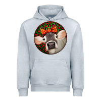 Heather Grey Christmas Cow, Urban Hoodie - Jasminsmagicworld