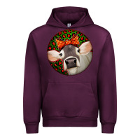 Mauve Wine Christmas Cow, Urban Hoodie - Jasminsmagicworld