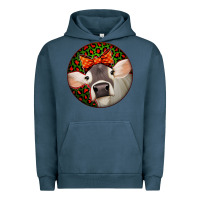 Pigment Midnight Navy Christmas Cow, Urban Hoodie - Jasminsmagicworld