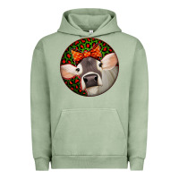 Pigment Oil Green Christmas Cow, Urban Hoodie - Jasminsmagicworld