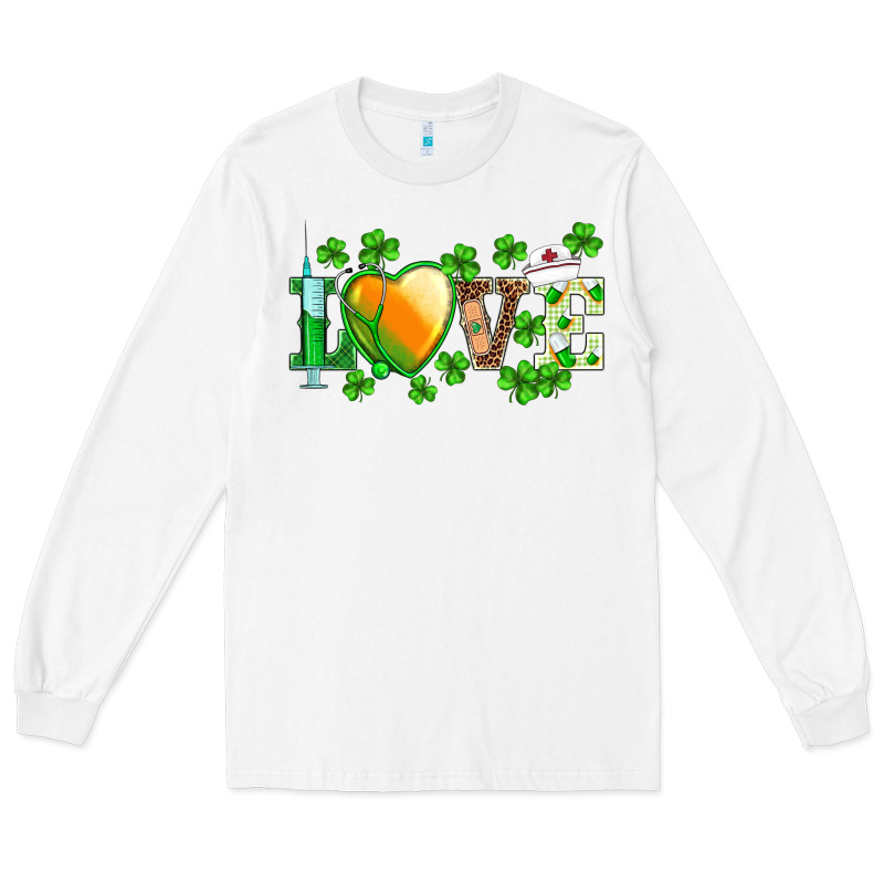 St.patrick's Nurse Love Heart Stethoscope Long Sleeve Tee by BarkalooDesign | Teevron