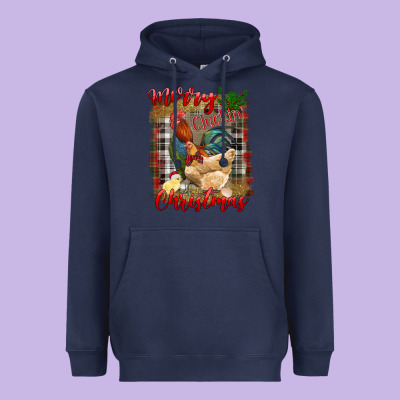 Merry Cluckin' Christmas Heavyweight Hoodie Designed By Ranaportraitstore