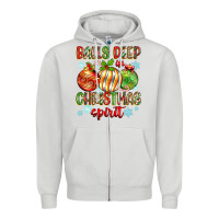Dove Grey balls deep in christmas spirit Zipper Hoodie - Zillion Design Studio