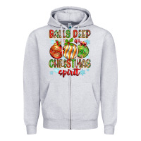 Heather Grey balls deep in christmas spirit Zipper Hoodie - Zillion Design Studio