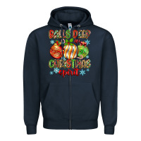 Navy balls deep in christmas spirit Zipper Hoodie - Zillion Design Studio